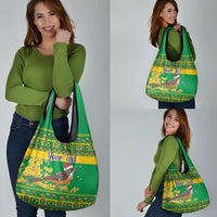 Personalized Brazil Turdus Rufiventris Christmas Grocery Bag Golden Trumpet Tree