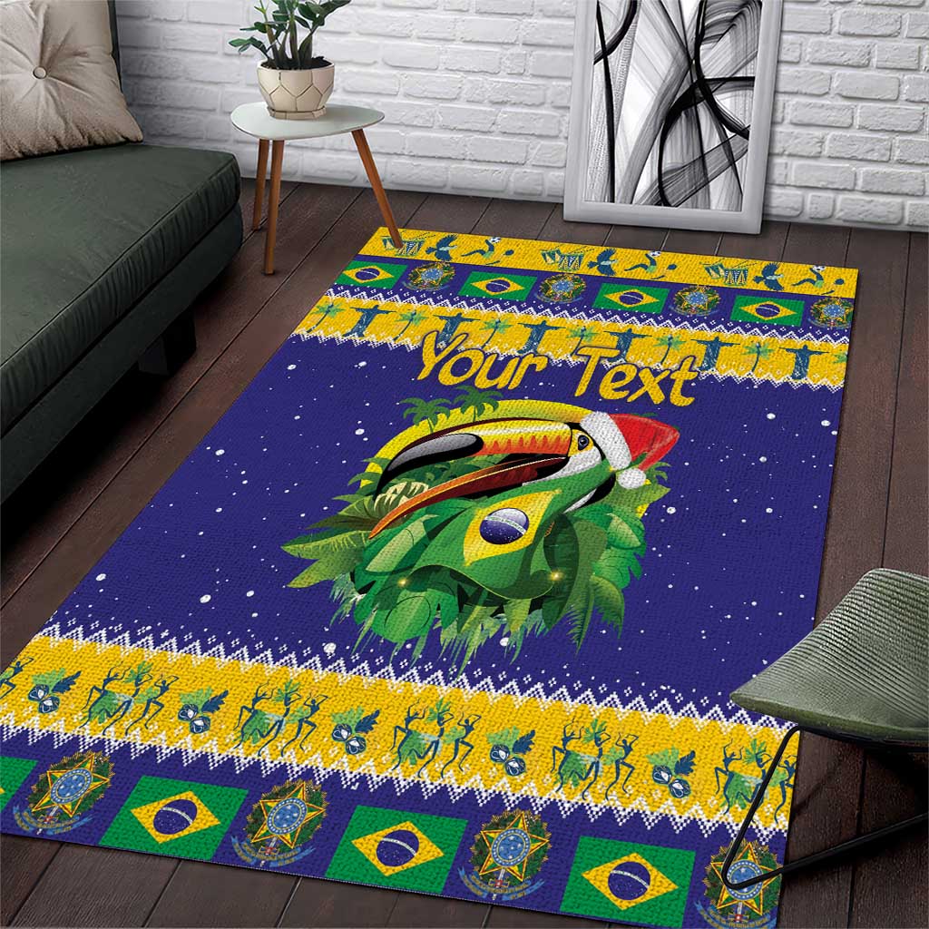 Personalized Brazil Christmas Area Rug Toco Toucan with Brazil Flag - Wonder Print Shop