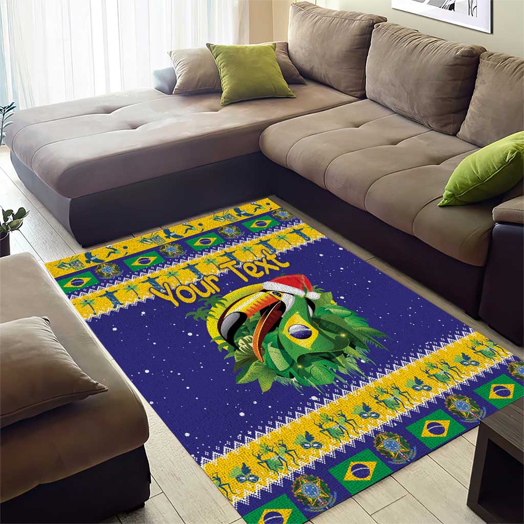 Personalized Brazil Christmas Area Rug Toco Toucan with Brazil Flag - Wonder Print Shop