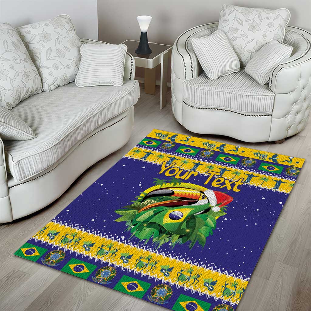 Personalized Brazil Christmas Area Rug Toco Toucan with Brazil Flag - Wonder Print Shop