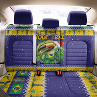 Personalized Brazil Christmas Back Car Seat Cover Toco Toucan with Brazil Flag - Wonder Print Shop