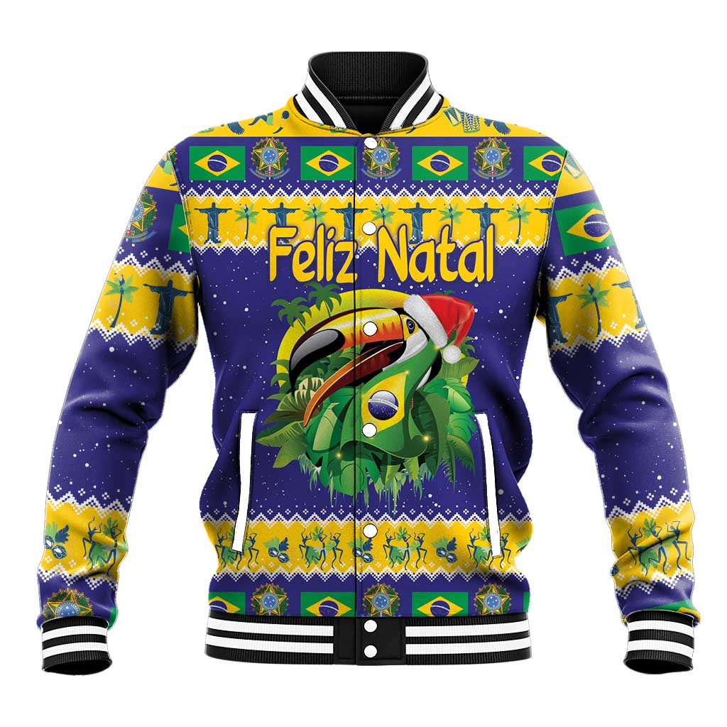 Personalized Brazil Christmas Baseball Jacket Toco Toucan with Brazil Flag - Wonder Print Shop
