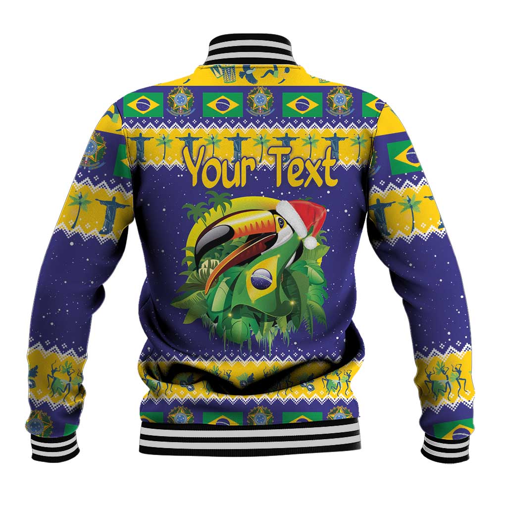 Personalized Brazil Christmas Baseball Jacket Toco Toucan with Brazil Flag - Wonder Print Shop
