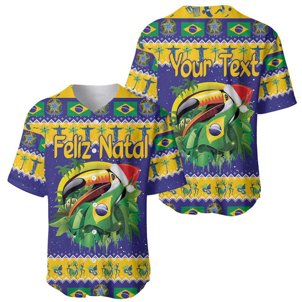 Personalized Brazil Christmas Baseball Jersey Toco Toucan with Brazil Flag - Wonder Print Shop