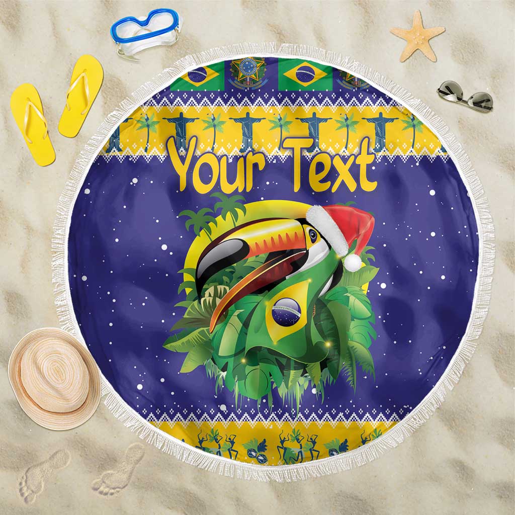Personalized Brazil Christmas Beach Blanket Toco Toucan with Brazil Flag - Wonder Print Shop