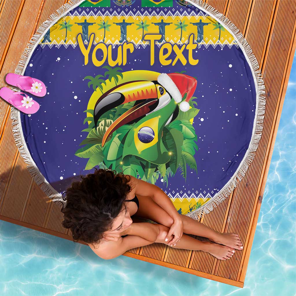 Personalized Brazil Christmas Beach Blanket Toco Toucan with Brazil Flag - Wonder Print Shop