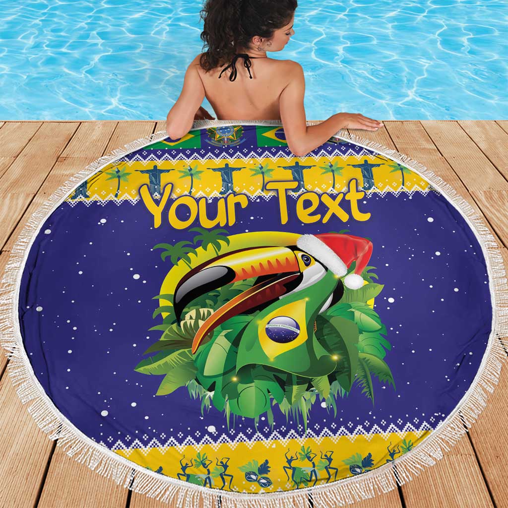 Personalized Brazil Christmas Beach Blanket Toco Toucan with Brazil Flag - Wonder Print Shop
