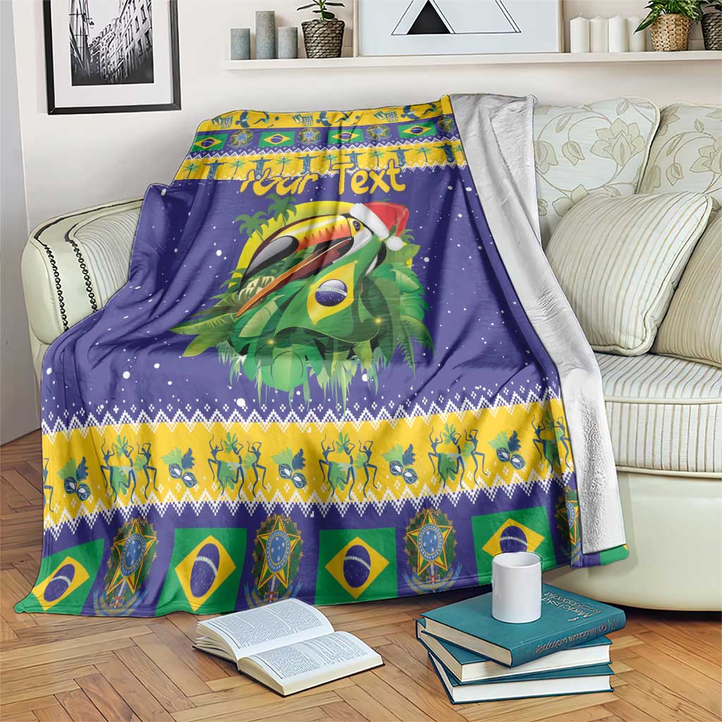 Personalized Brazil Christmas Blanket Toco Toucan with Brazil Flag