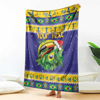 Personalized Brazil Christmas Blanket Toco Toucan with Brazil Flag