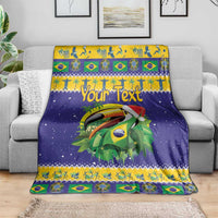 Personalized Brazil Christmas Blanket Toco Toucan with Brazil Flag