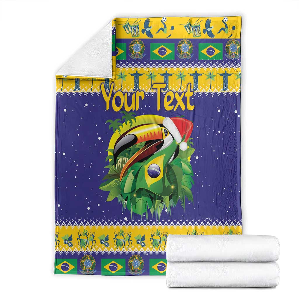 Personalized Brazil Christmas Blanket Toco Toucan with Brazil Flag
