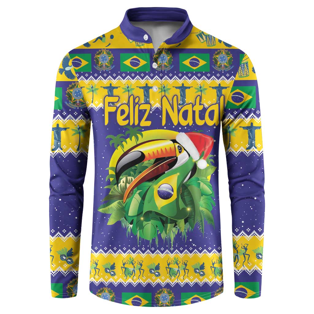 Personalized Brazil Christmas Button Sweatshirt Toco Toucan with Brazil Flag - Wonder Print Shop