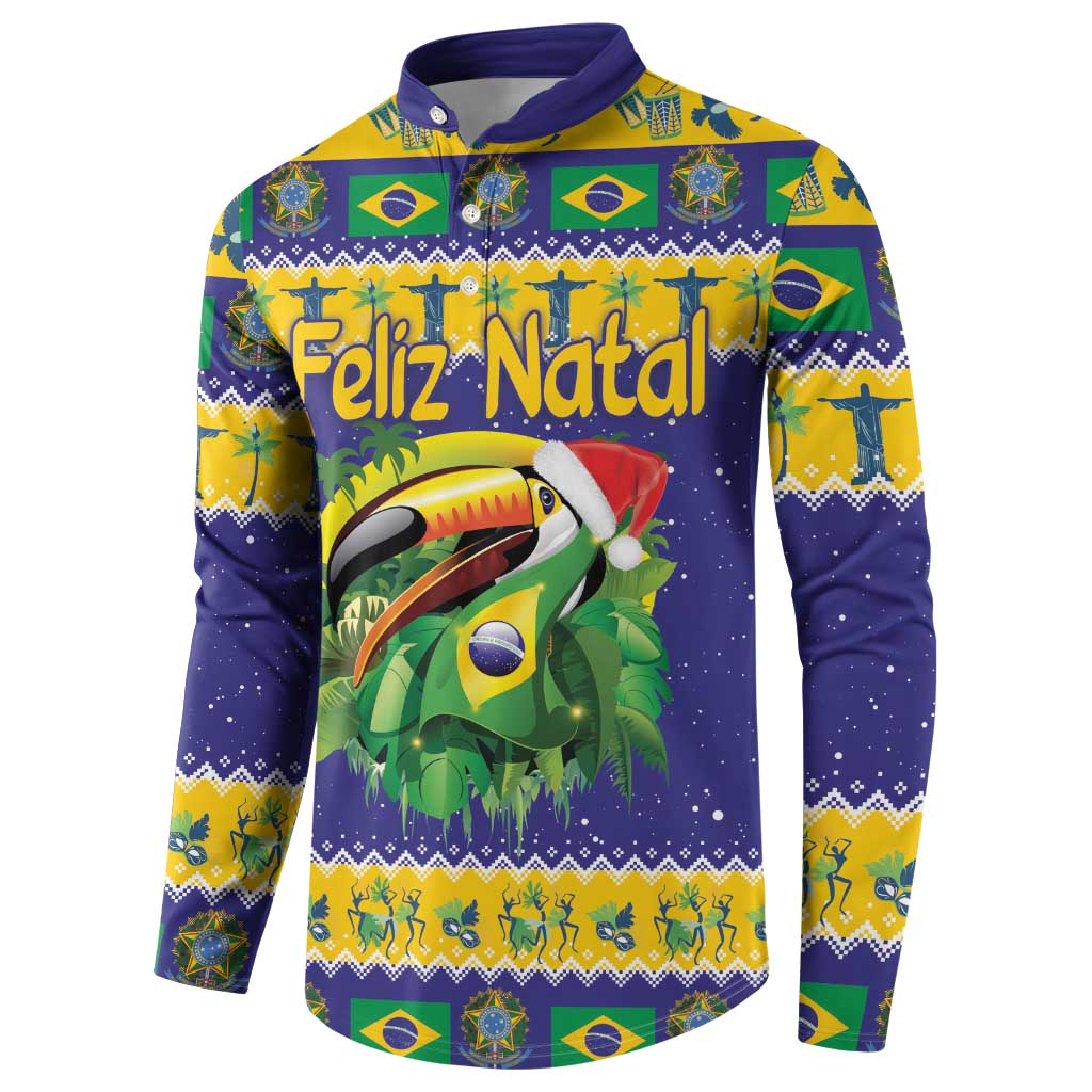 Personalized Brazil Christmas Button Sweatshirt Toco Toucan with Brazil Flag - Wonder Print Shop