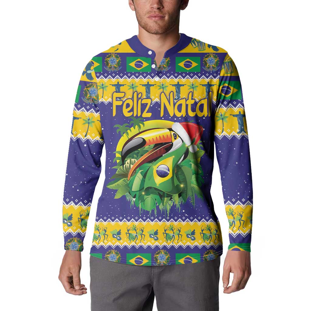 Personalized Brazil Christmas Button Sweatshirt Toco Toucan with Brazil Flag - Wonder Print Shop