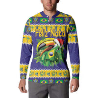 Personalized Brazil Christmas Button Sweatshirt Toco Toucan with Brazil Flag - Wonder Print Shop