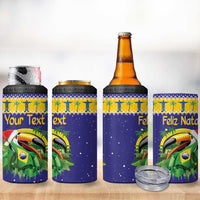 Personalized Brazil Christmas 4 in 1 Can Cooler Tumbler Toco Toucan with Brazil Flag - Wonder Print Shop