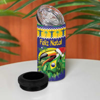 Personalized Brazil Christmas 4 in 1 Can Cooler Tumbler Toco Toucan with Brazil Flag - Wonder Print Shop