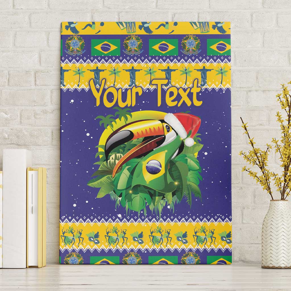 Personalized Brazil Christmas Canvas Wall Art Toco Toucan with Brazil Flag - Wonder Print Shop