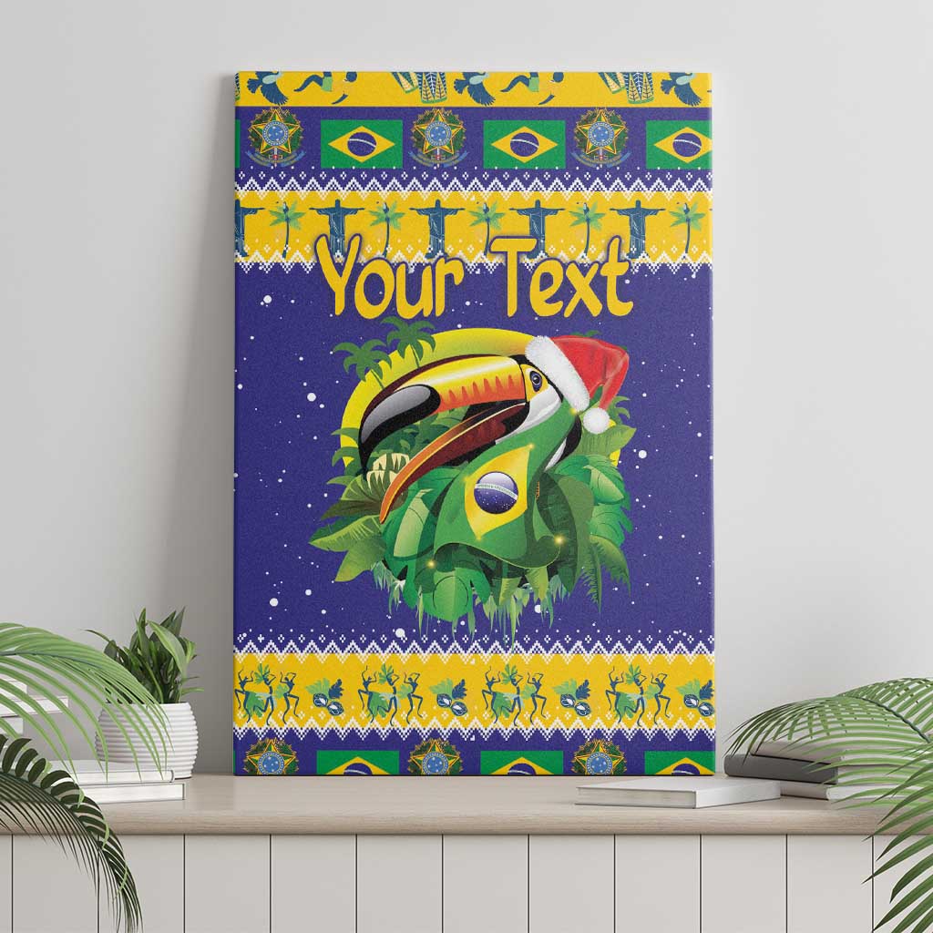 Personalized Brazil Christmas Canvas Wall Art Toco Toucan with Brazil Flag - Wonder Print Shop