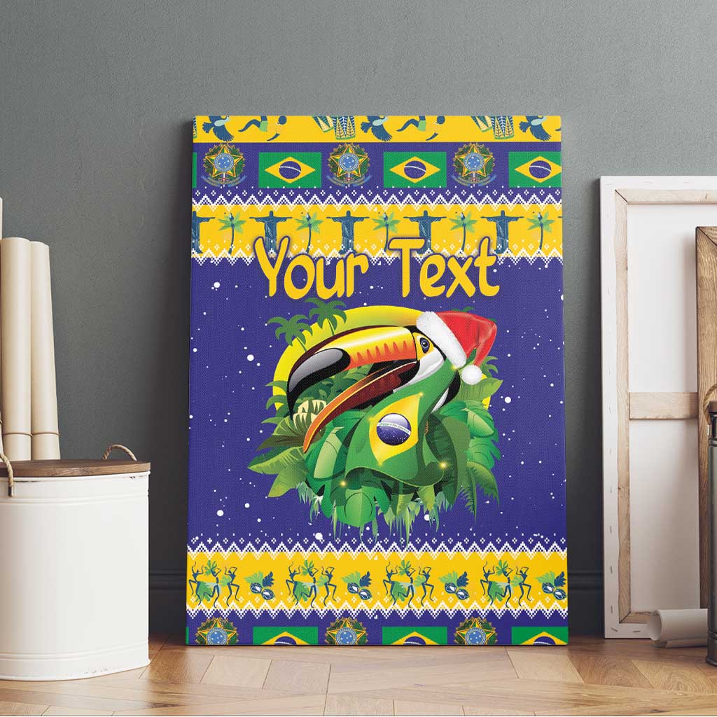 Personalized Brazil Christmas Canvas Wall Art Toco Toucan with Brazil Flag - Wonder Print Shop