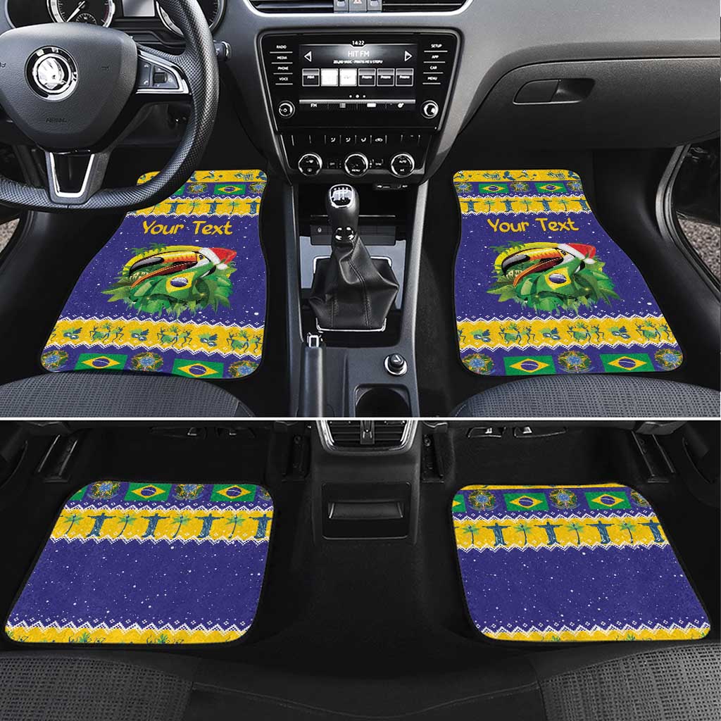 Personalized Brazil Christmas Car Mats Toco Toucan with Brazil Flag - Wonder Print Shop