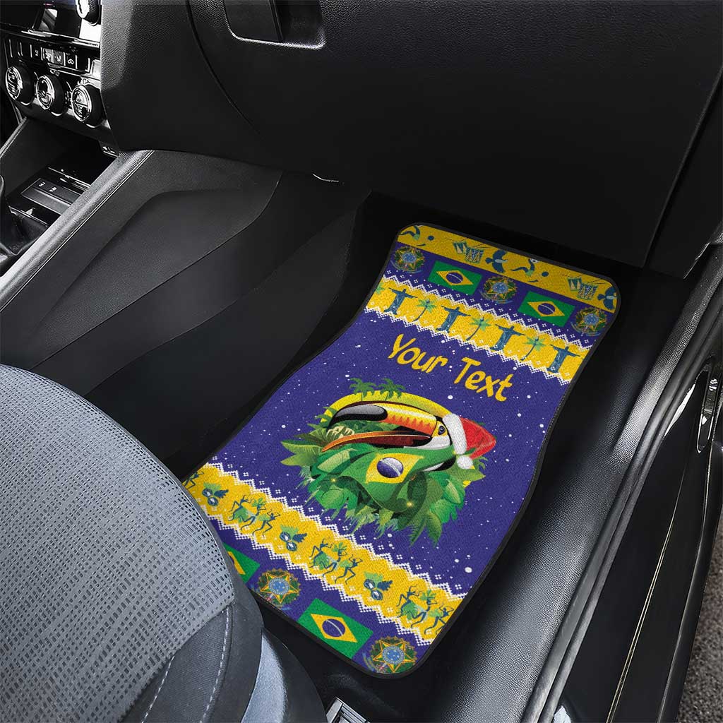 Personalized Brazil Christmas Car Mats Toco Toucan with Brazil Flag - Wonder Print Shop