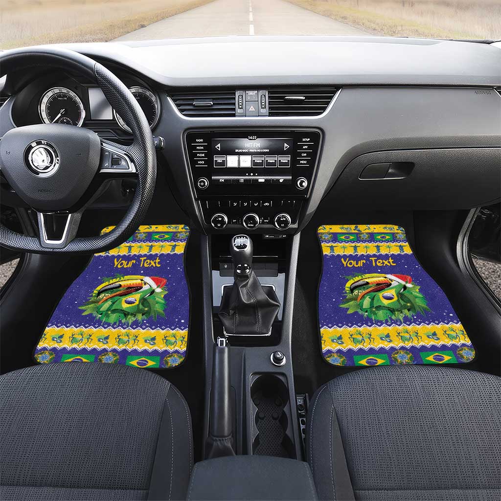 Personalized Brazil Christmas Car Mats Toco Toucan with Brazil Flag - Wonder Print Shop