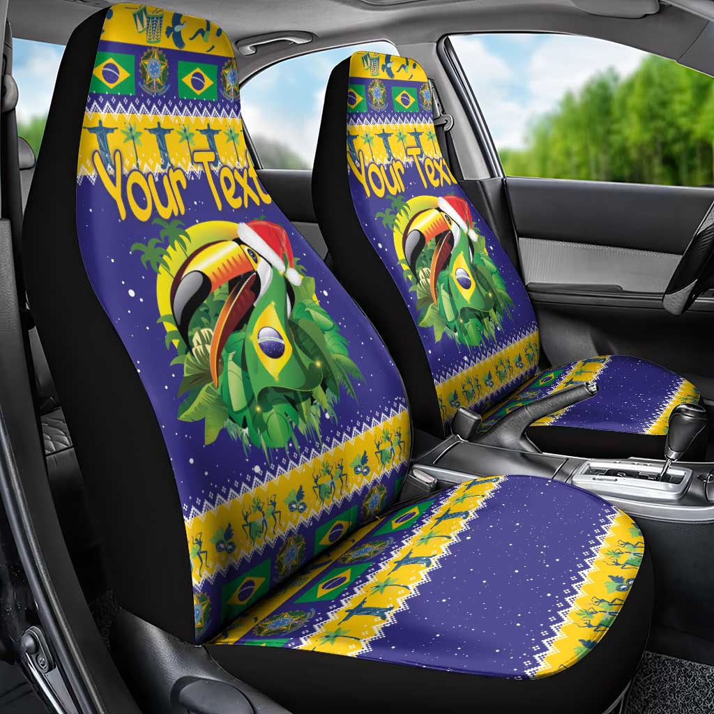 Personalized Brazil Christmas Car Seat Cover Toco Toucan with Brazil Flag - Wonder Print Shop