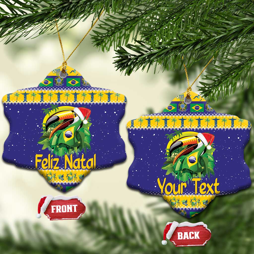 Personalized Brazil Christmas Ceramic Ornament Toco Toucan with Brazil Flag - Wonder Print Shop