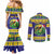 Personalized Brazil Christmas Couples Matching Mermaid Dress and Long Sleeve Button Shirt Toco Toucan with Brazil Flag