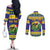 Personalized Brazil Christmas Couples Matching Off The Shoulder Long Sleeve Dress and Long Sleeve Button Shirt Toco Toucan with Brazil Flag