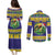 Personalized Brazil Christmas Couples Matching Puletasi and Long Sleeve Button Shirt Toco Toucan with Brazil Flag - Wonder Print Shop