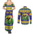 Personalized Brazil Christmas Couples Matching Summer Maxi Dress and Long Sleeve Button Shirt Toco Toucan with Brazil Flag - Wonder Print Shop