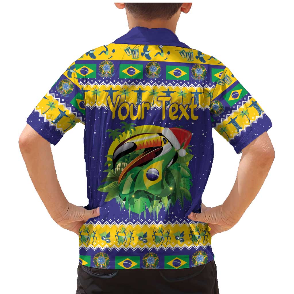 Personalized Brazil Christmas Family Matching Mermaid Dress and Hawaiian Shirt Toco Toucan with Brazil Flag - Wonder Print Shop