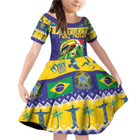 Personalized Brazil Christmas Family Matching Off Shoulder Short Dress and Hawaiian Shirt Toco Toucan with Brazil Flag - Wonder Print Shop