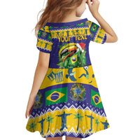 Personalized Brazil Christmas Family Matching Off Shoulder Short Dress and Hawaiian Shirt Toco Toucan with Brazil Flag - Wonder Print Shop