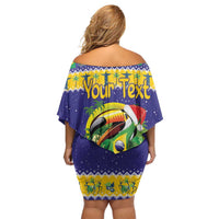 Personalized Brazil Christmas Family Matching Off Shoulder Short Dress and Hawaiian Shirt Toco Toucan with Brazil Flag - Wonder Print Shop