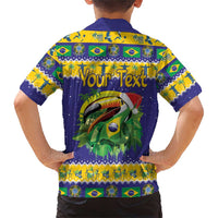 Personalized Brazil Christmas Family Matching Short Sleeve Bodycon Dress and Hawaiian Shirt Toco Toucan with Brazil Flag - Wonder Print Shop