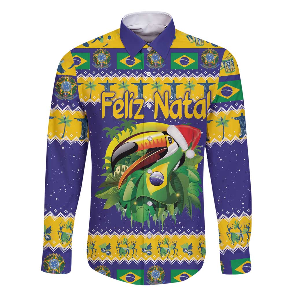 Personalized Brazil Christmas Family Matching Short Sleeve Bodycon Dress and Hawaiian Shirt Toco Toucan with Brazil Flag - Wonder Print Shop