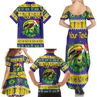 Personalized Brazil Christmas Family Matching Summer Maxi Dress and Hawaiian Shirt Toco Toucan with Brazil Flag - Wonder Print Shop