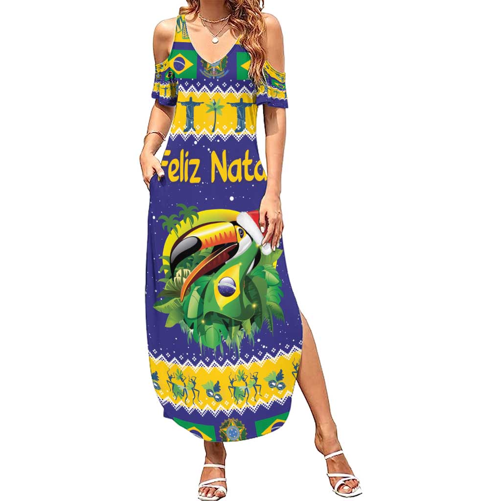 Personalized Brazil Christmas Family Matching Summer Maxi Dress and Hawaiian Shirt Toco Toucan with Brazil Flag - Wonder Print Shop