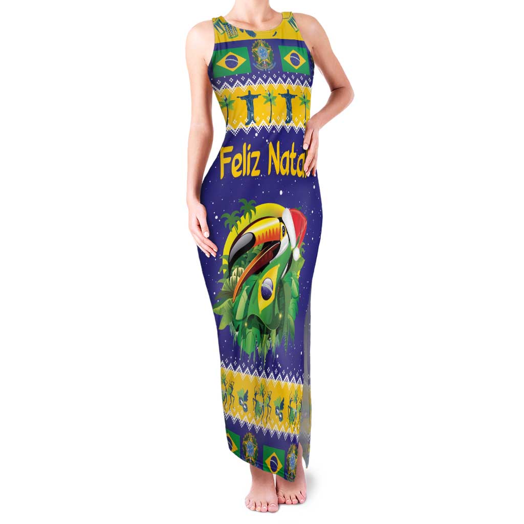 Personalized Brazil Christmas Family Matching Tank Maxi Dress and Hawaiian Shirt Toco Toucan with Brazil Flag - Wonder Print Shop