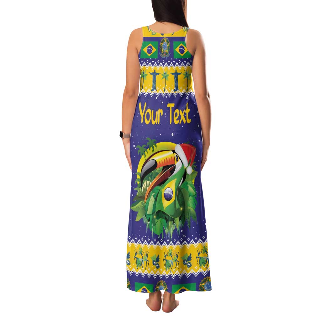 Personalized Brazil Christmas Family Matching Tank Maxi Dress and Hawaiian Shirt Toco Toucan with Brazil Flag - Wonder Print Shop