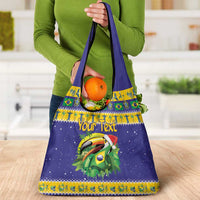 Personalized Brazil Christmas Grocery Bag Toco Toucan with Brazil Flag