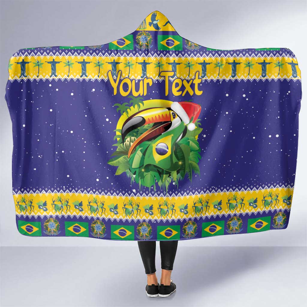 Personalized Brazil Christmas Hooded Blanket Toco Toucan with Brazil Flag