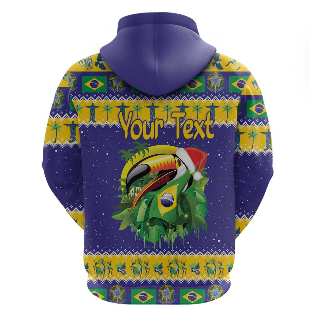 Personalized Brazil Christmas Hoodie Toco Toucan with Brazil Flag - Wonder Print Shop