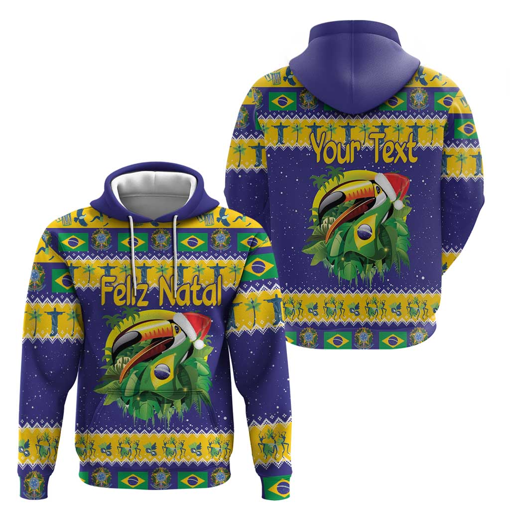 Personalized Brazil Christmas Hoodie Toco Toucan with Brazil Flag - Wonder Print Shop