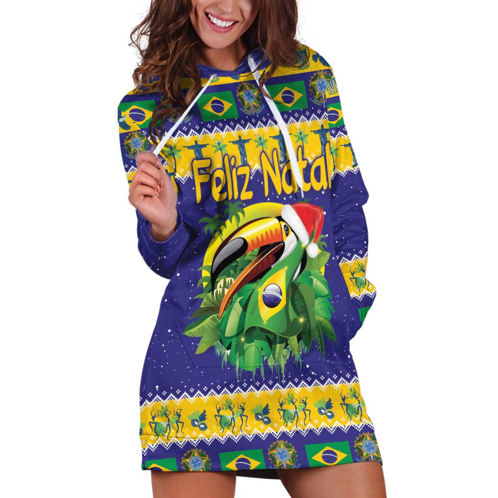 Personalized Brazil Christmas Hoodie Dress Toco Toucan with Brazil Flag - Wonder Print Shop