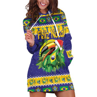 Personalized Brazil Christmas Hoodie Dress Toco Toucan with Brazil Flag - Wonder Print Shop