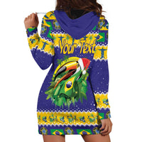 Personalized Brazil Christmas Hoodie Dress Toco Toucan with Brazil Flag - Wonder Print Shop
